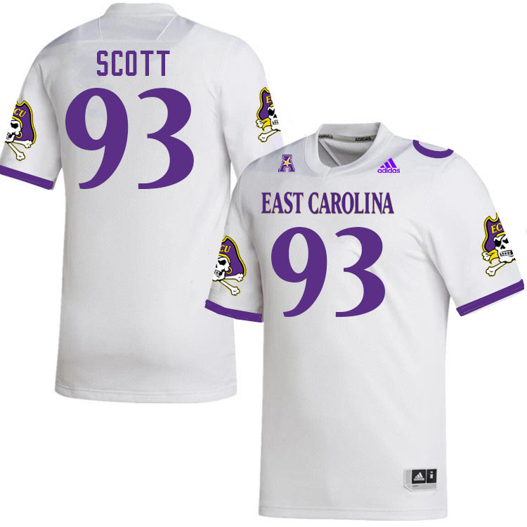 Men #93 Everett Scott ECU Pirates College Football Jerseys Stitched-White